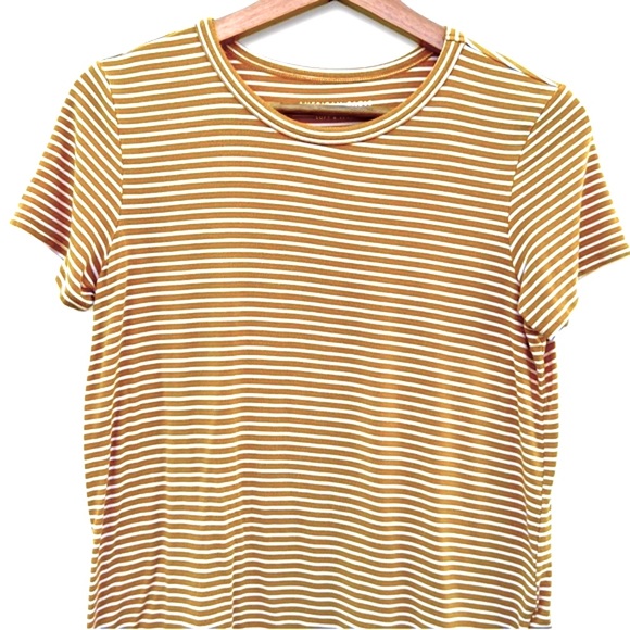 American Eagle Mustard Striped Tee - Picture 3 of 7